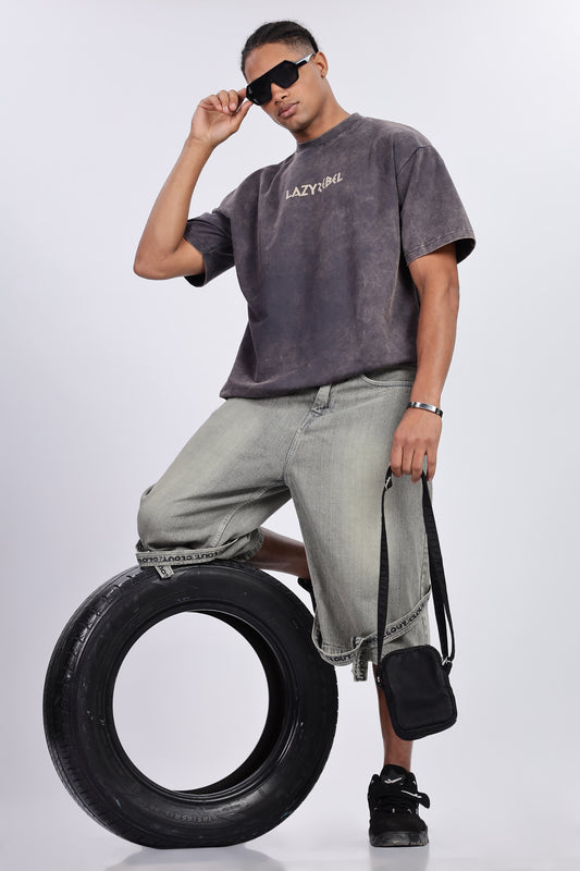 Premium Oversized Dark Grey Terry Cotton T-Shirt – Street Core Edition