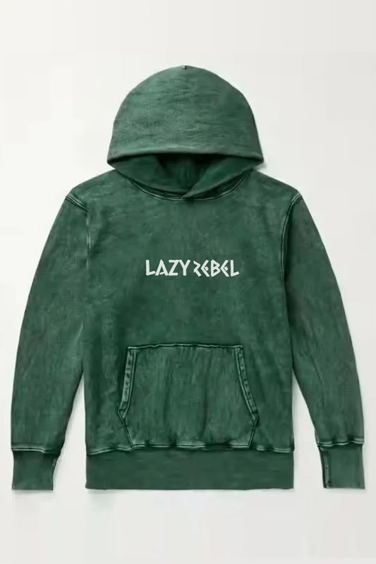 Bottle green acid wash hoodie