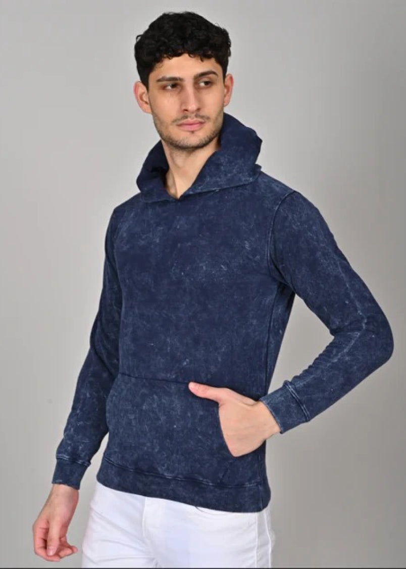 Navy blue acid wash hoodie