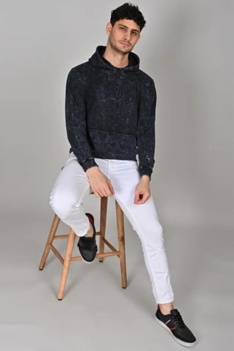 Black acid wash hoodie