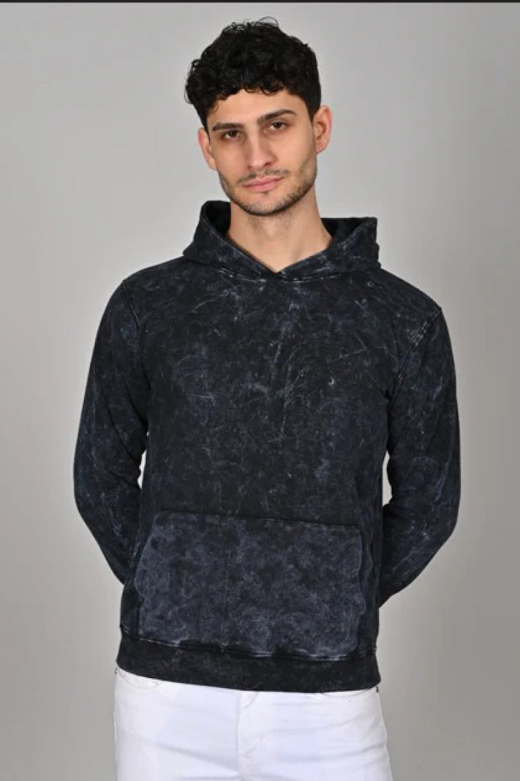 Black acid wash hoodie