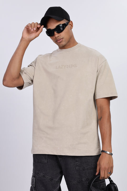 Premium Oversized Beige Terry Cotton T-Shirt – Street Core Edition