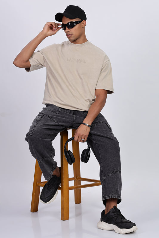 Premium Oversized Beige Terry Cotton T-Shirt – Street Core Edition