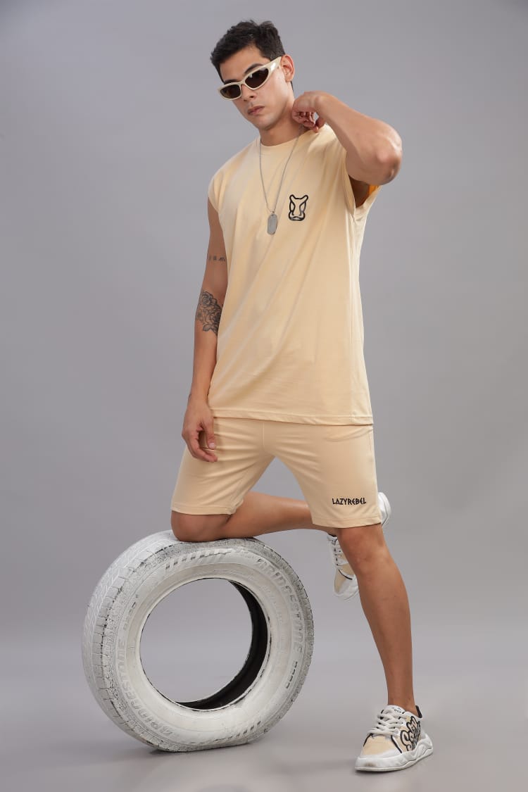 THE ORIGINAL LAZYREBEL  Sleeveless T-shirt & Lounge Shorts Co-Ords