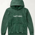 Bottle green acid wash hoodie